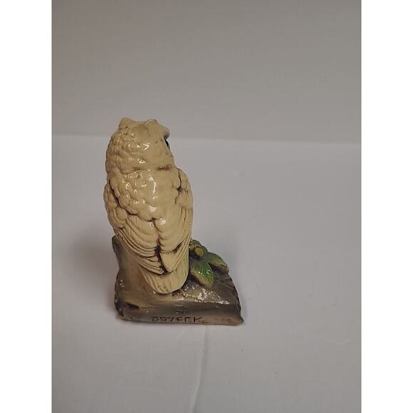 Owl Orzec Terrestone Figurine Ceramic Owl on Branch Vintage - Picture 3 of 8